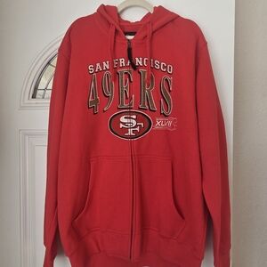 San Francisco 49ers Red Men's Zip-Up Sweater